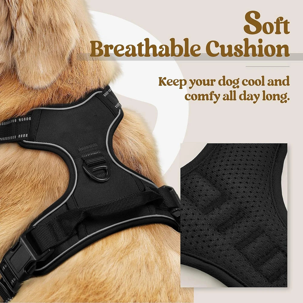 Dog Harness for Large Dogs No Pull Pet Harness with Soft Padded Handle Adjustable Reflective Vest with 2 Leash Clips