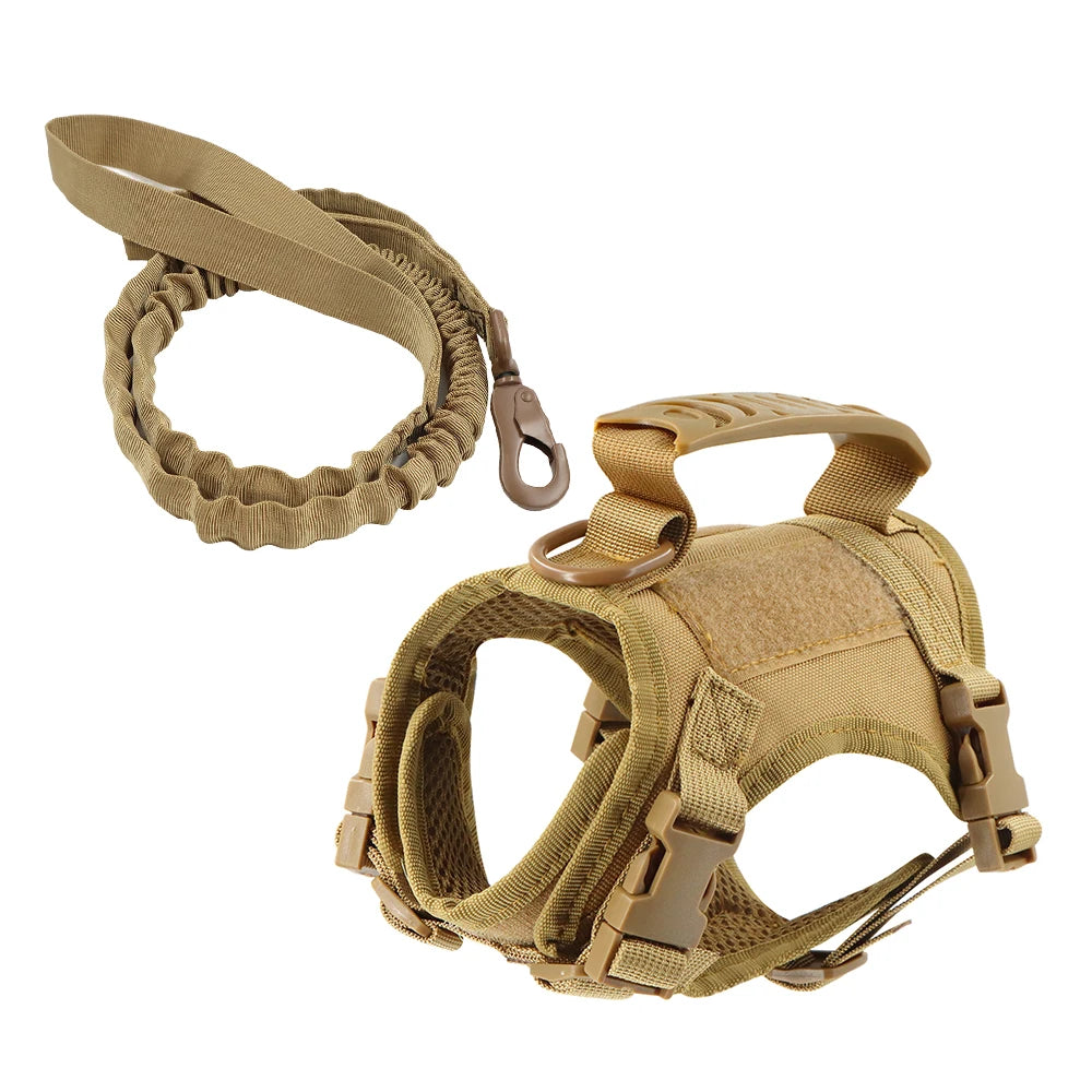 Tactical Cat Harness and Leash Set For Walking Escape Proof Pet Vest Harness Soft Mesh With Control Handle For Cats Small Dogs