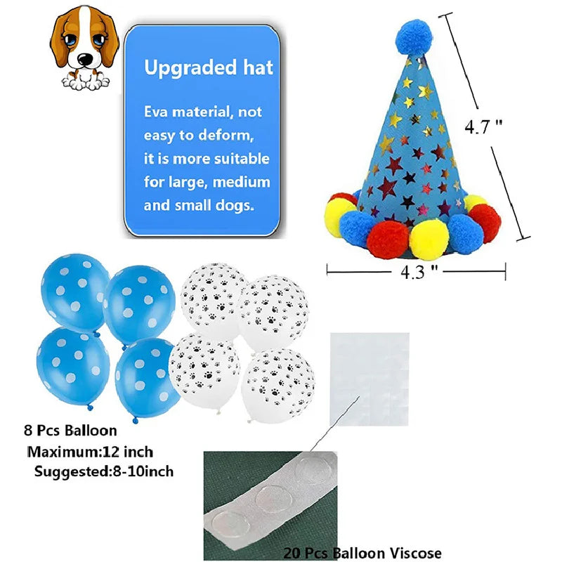 Pet Birthday Party Set Balloon Bandana Hat Bowtie Slogan Supplies for Celebrating Dog Products Supplies All for Pets Cats Party
