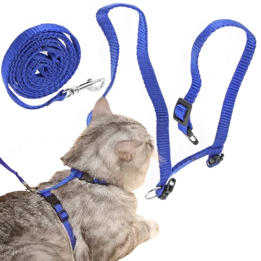 Cat Harness Leash, H-Style Escape-Proof Vest with Adjustable Straps, Nylon Harness for Safe & Comfortable Walking
