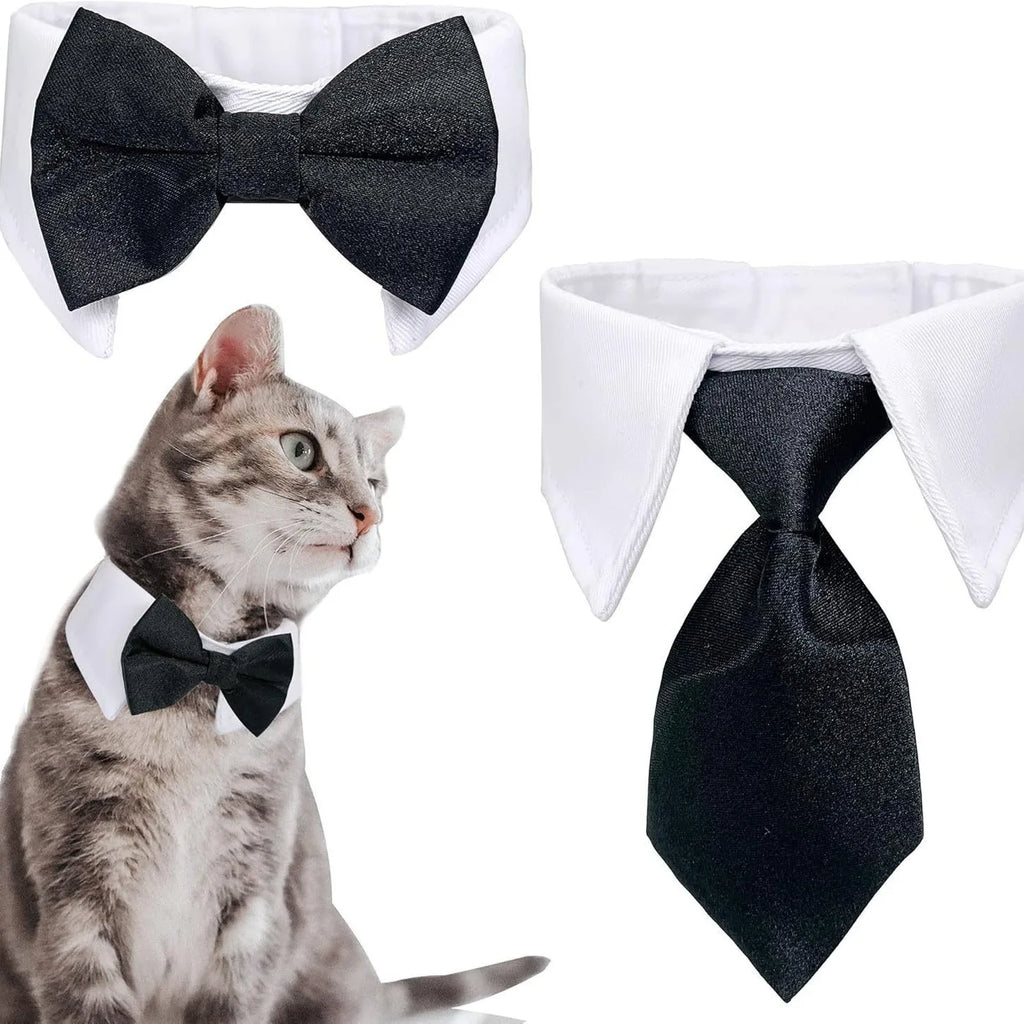 Cat Dog Tie with Collar Adjustable Puppy Pets Formal Necktie Collars Cat Dogs Bow Ties for Small Pets Grooming Costume Accessori