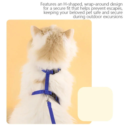 Cat Harness Leash, H-Style Escape-Proof Vest with Adjustable Straps, Nylon Harness for Safe & Comfortable Walking