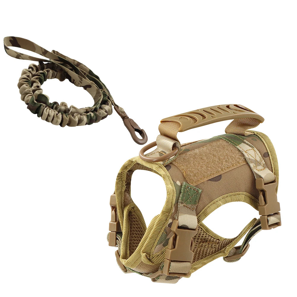Tactical Cat Harness and Leash Set For Walking Escape Proof Pet Vest Harness Soft Mesh With Control Handle For Cats Small Dogs